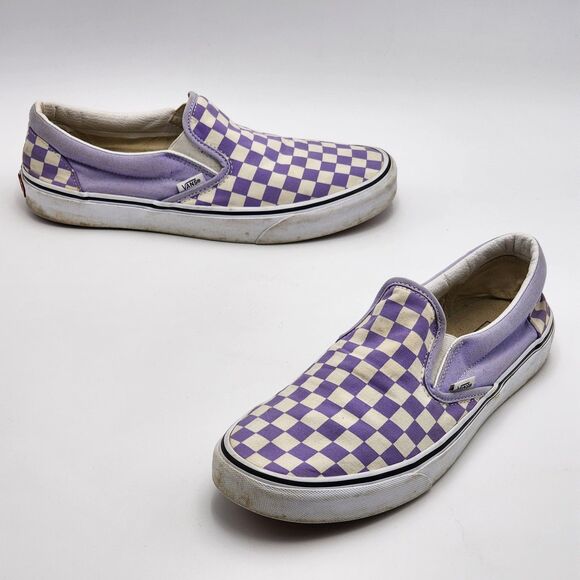 Vans Classic Slip On Checkerboard Purple Sneaker Shoes Men's Size 10.5 - Picture 1 of 8